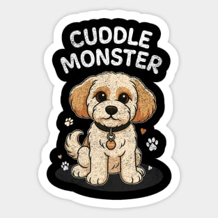 Cuddle Monster – Vintage Distressed Style Cute Cartoon Dog Lover Design Sticker